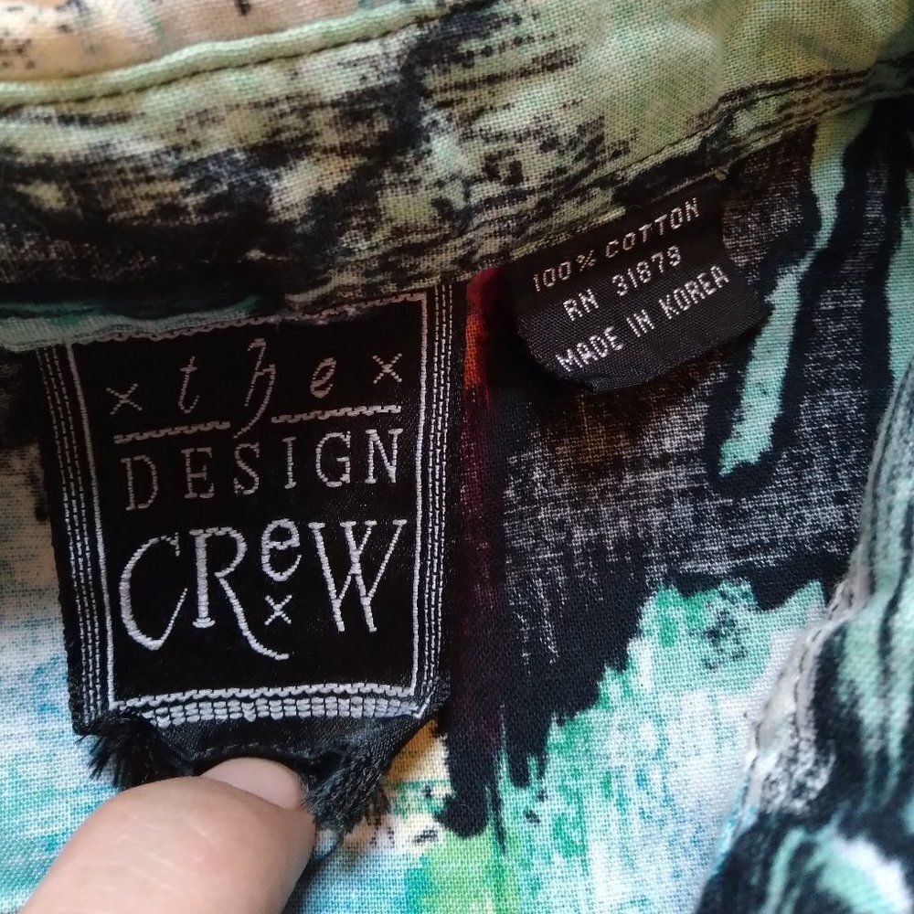 Vtg Design Crew Abstract Pattern Hawaiian Shirt - image 5